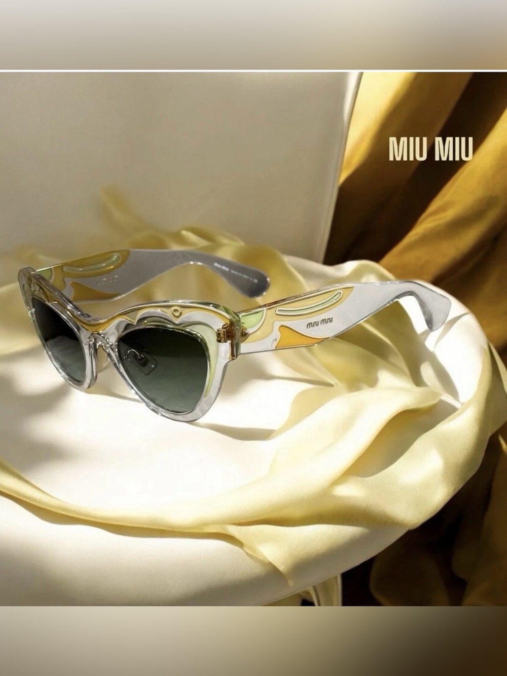 MIU MIU Yellow Transparent  Cat eye Sunglasses